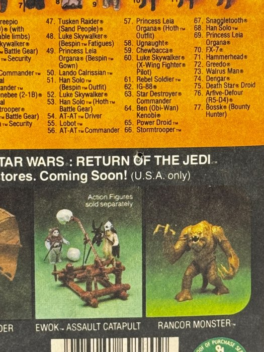 Original Kenner Darth Vader on Return of the Jedi 77-Back A card.